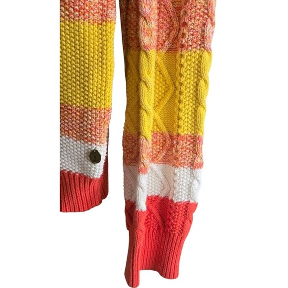 Scoth & Soda Men Jumper Sweater Orange Striped Cable-Knit Crew Neck Cotton Large - Picture 6 of 9